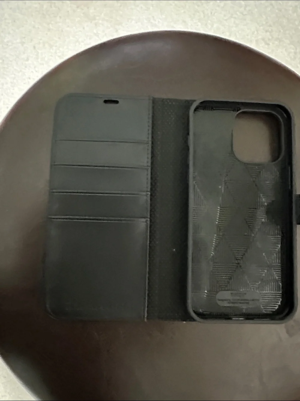 TUCCI Two-Tone Black and Blue Folio Phone Case with Card Slots